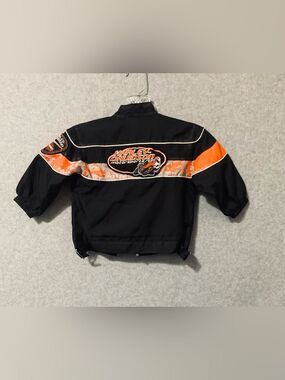 Harley-Davidson Kids Black & Orange Motorsport Jacket Sz 18 months